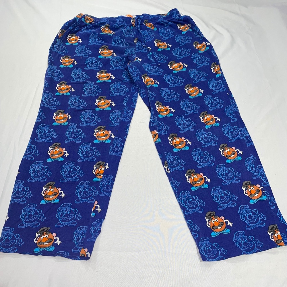 Vintage 2002 Mr Potato Head Pajama‎ Pants Womens Medium Blue Cotton Hasbro